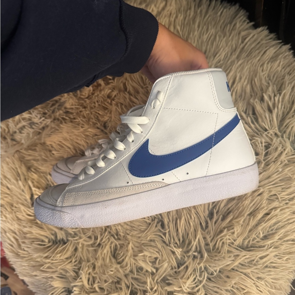 Nike White and Blue Blazer High-Tops